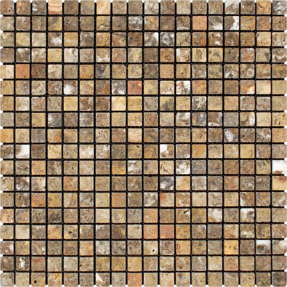 5/8 x 5/8 Tumbled Scabos Travertine Mosaic Tile