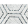 5 x 5 Honed Bianco Carrara Marble Hexagon Mosaic Tile (w/ Blue-Gray)