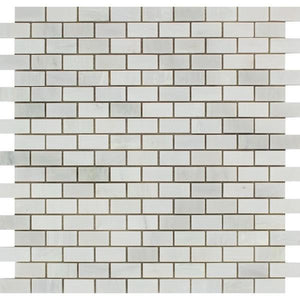 5/8 x 1 1/4 Honed Oriental White Marble Baby Brick Mosaic Tile