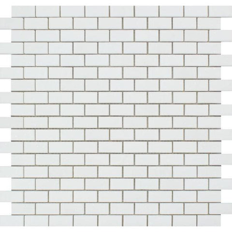 5/8 x 1 1/4 Polished Thassos White Marble Baby Brick Mosaic Tile