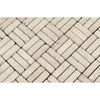 5/8 x 2 Tumbled Ivory Travertine Triple-Strip Mosaic Tile