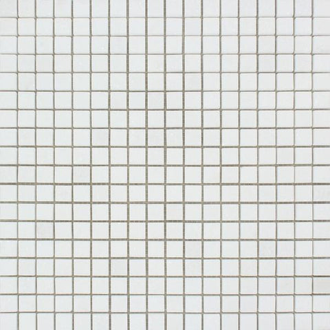 5/8 x 5/8 Honed Thassos White Marble Mosaic Tile