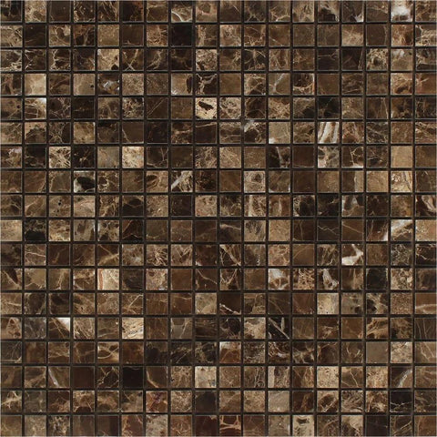 5/8 x 5/8 Polished Emperador Dark Marble Mosaic Tile