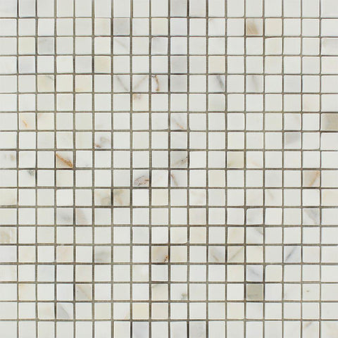 5/8 x 5/8 Polished Calacatta Marble Gold Mosaic Tile