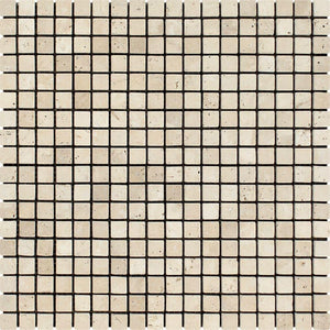 5/8 x 5/8 Tumbled Ivory Travertine Mosaic Tile