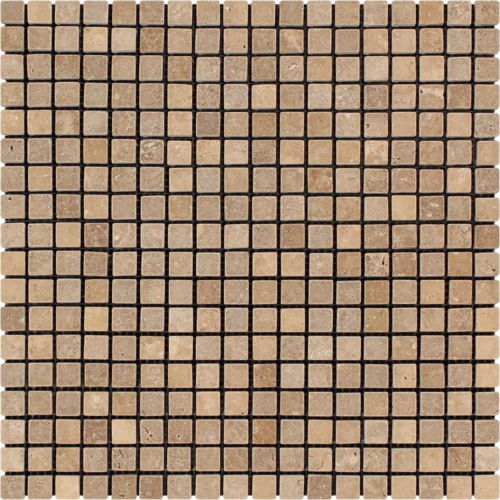 5/8 x 5/8 Tumbled Noce Travertine Mosaic Tile