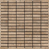 5/8 x 2 Tumbled Noce Travertine Single-Strip Mosaic Tile