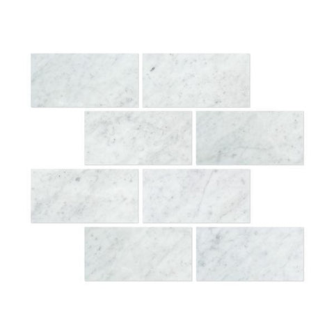 6 x 12 Honed Bianco Carrara Marble Tile
