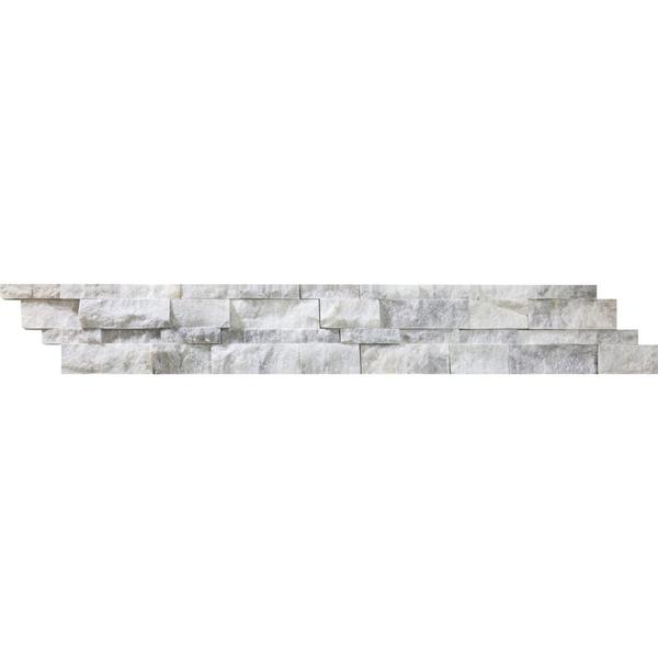 6 x 24 Split-faced Bianco Mare Marble Ledger Panel