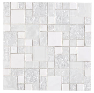 Icy Pure 12 x 12 Multi-Size Square Pattern Mosaic Tile
