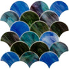 Newport Scale Blue 9.5 x 9.75  Fish Scale Shape Mosaic Tile