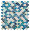 Newport Scale Sky 9.5 x 9.75 Fish Scale Shape Mosaic Tile