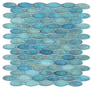 Malibu Turquoise Pebble 11 x 11.50 Glass Mosaic Tile