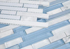 Linear Carrara Blue 11.75 x 12 Carrara Marble Mixed With White Glass Mosaic Tile