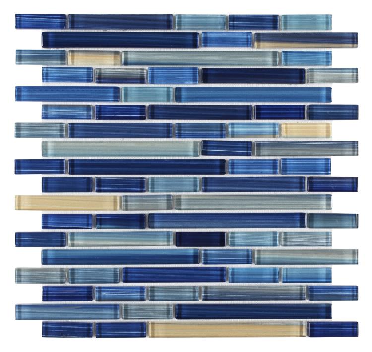 Rain Sapphire 11.75 x 12 Linear Glass Mosaic Tile