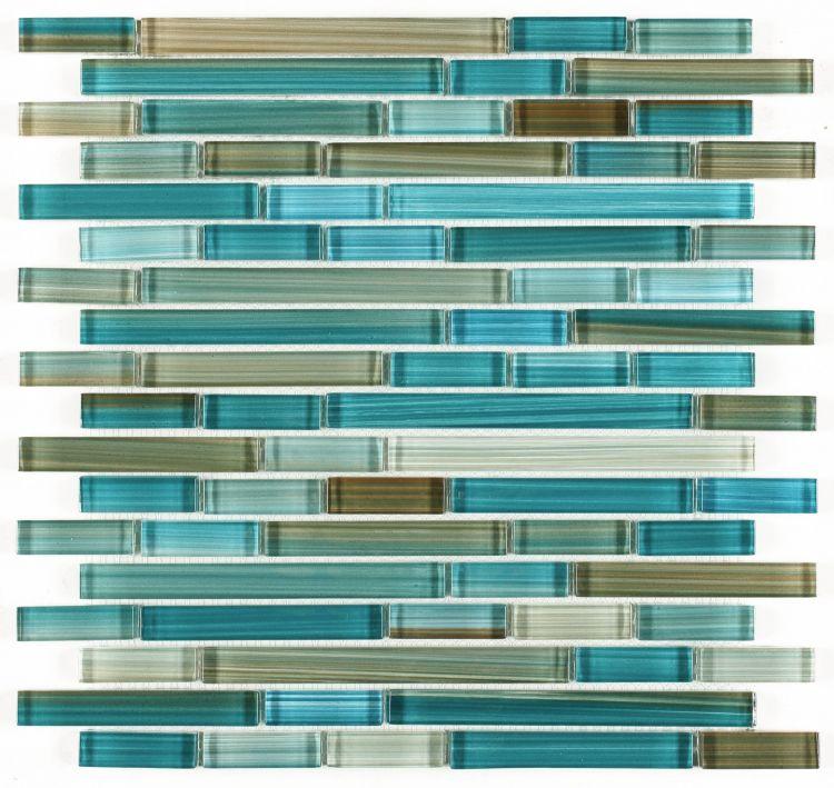 Rain Turquoise 11.75 x 12 Linear Glass Mosaic Tile