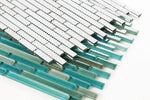 Rain Turquoise 11.75 x 12 Linear Glass Mosaic Tile