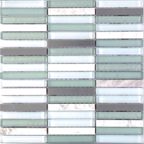 Green Band 12 x 12 Glass Mosaic Tile