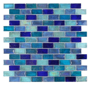 Malibu Sky Brick 12 x 12 Glass Mosaic Tile