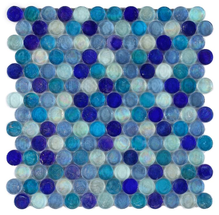 Malibu Sky Penny Round Glass Mosaic Tile