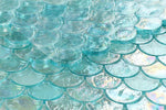 Malibu Turquoise Scale Fan Shaped Glass Mosaic Tile