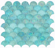 Malibu Turquoise Scale Fan Shaped Glass Mosaic Tile