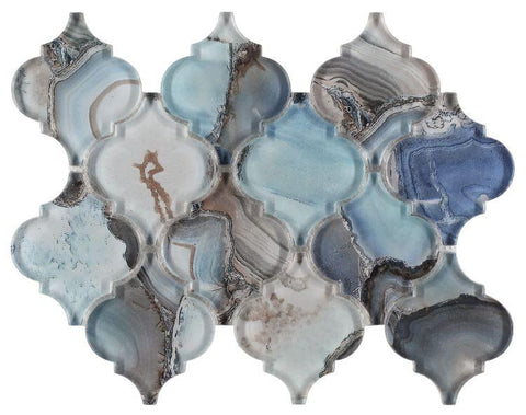 Aladdin Shell Blue 8.75 x 12.25 Glass Mosaic Tile