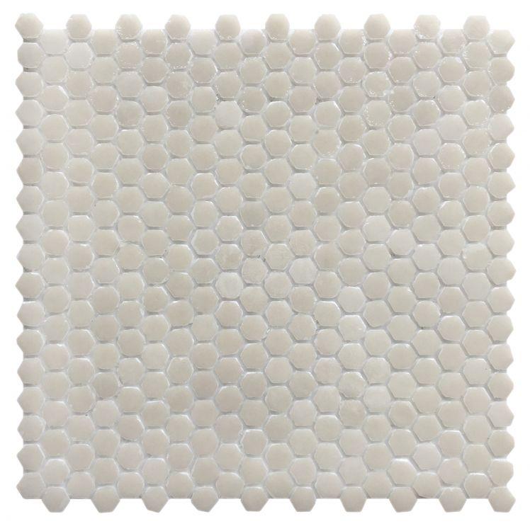 Neutra 01.Bianco Hexagon 11.25 x 11.5 Glass Mosaic Tile