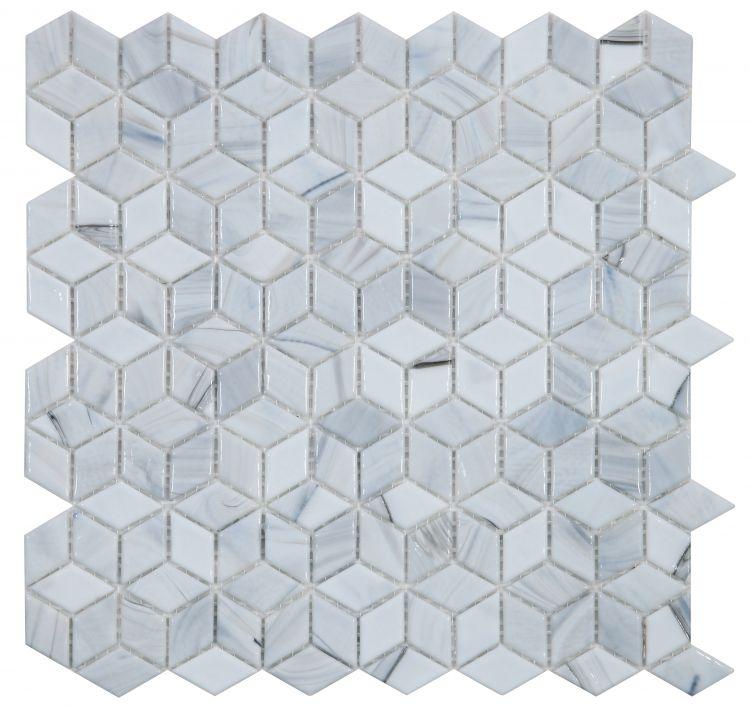 Cube Dawn 11.5 x 11.75 Diamond Shaped Glass Mosaic Tile