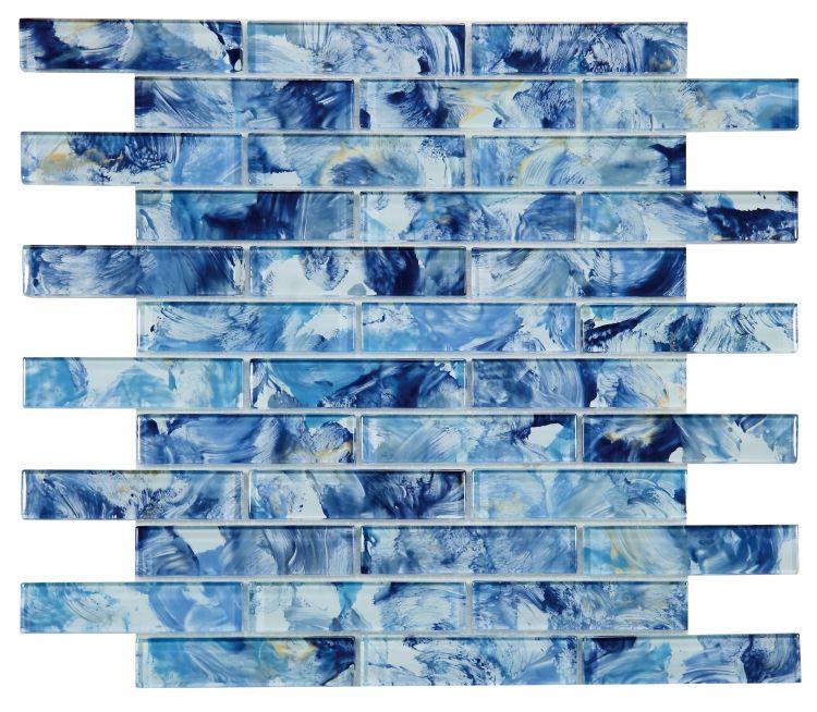 Watercolor Blue 11.75 x 11.75 Glass Mosaic Tile