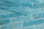 Hot Long Clear Blue 12 x 12.75 Glass Mosaic Tile