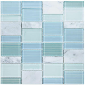 Prime Blue 11.75 x 11.75 Glass Mosaic Tile