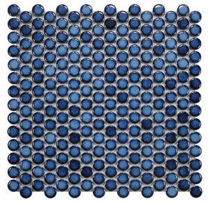 Penny Round Blue 11.5 x 11.5 Porcelain Mosaic Tile