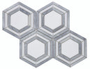 Nancy Blue 10.75 x 12.25 Palissandro Blue and Thassos marble Hexagon Mosaic Tile