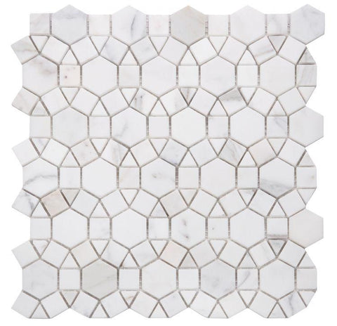 Aether Calacatta Honed 11.5 x 12 Marble Mosaic Tile