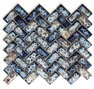 Tango Ocean 9.5 x 11 Handmade Porcelain Mosaic Tile