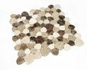 Aphrodite Spain Light and Dark Emperador Mixed with Marfil Marble Pebble Mosaic