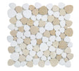 Aphrodite Marfil 12x12 Thassos and Marfil Marble Pebble Stone