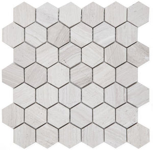 Hexagon Grey 2 x 2 12 x 12 Honed Mosaic Tile