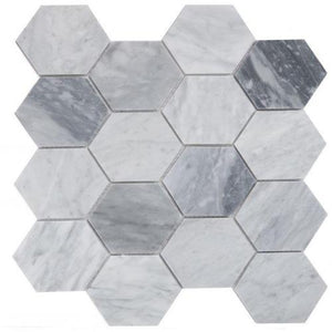 Hexagon Mix Grey 3 x 3 10.25 x 11.75 Mosaic Tile