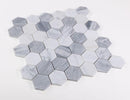 Hexagon Dusk 11.75 x 12 Mix of Carrara and Bardiglio Marble Mosaic Tile