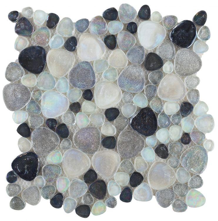 Inari Grey Pebble 12 x 12 Glass Mosaic Tile