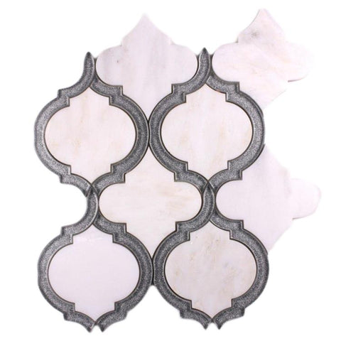 Alice Silver White 9.75 x 11.75 Water Jet Mosaic