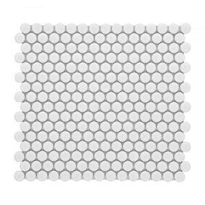 Penny Round White Matte 11.5 x 12.25 Pebble Mosaic Tile
