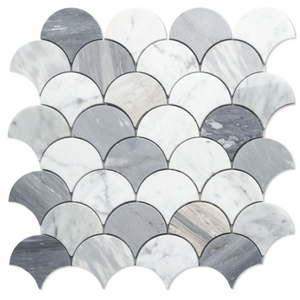 Dragon Scale Marble Blue 12 x 12 Mosaic Tile