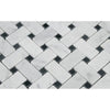 Bianco Carrara Honed Marble Basketweave Mosaic Tile (w/ Black Dots)