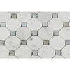 Bianco Carrara Honed Marble Octagon Mosaic Tile (w/ Blue-Gray Dots)