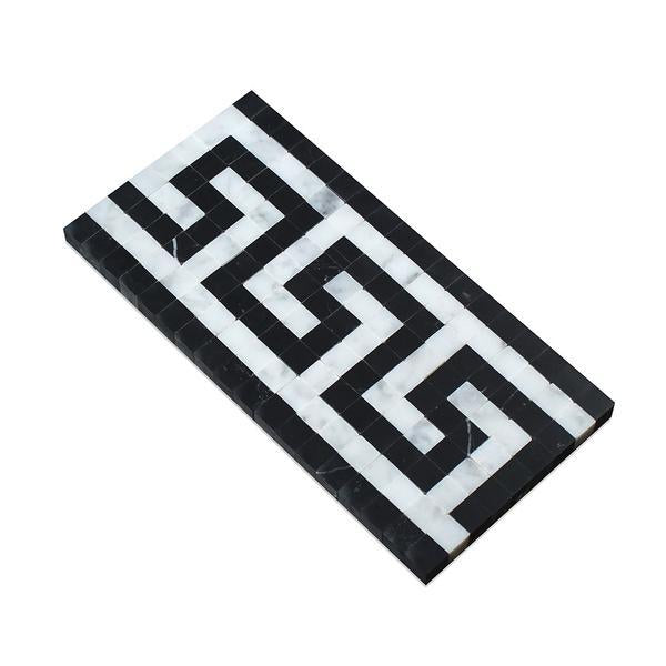 Bianco Carrara Polished Marble Greek Key Border (Carrara w/ Black)