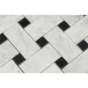 Bianco Carrara Polished Marble Large Basketweave Mosaic Tile (w/ Black Dots)