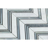 Bianco Carrara Polished Marble Large Chevron Mosaic Tile (Carrara + Blue-Gray (Thin Strips))